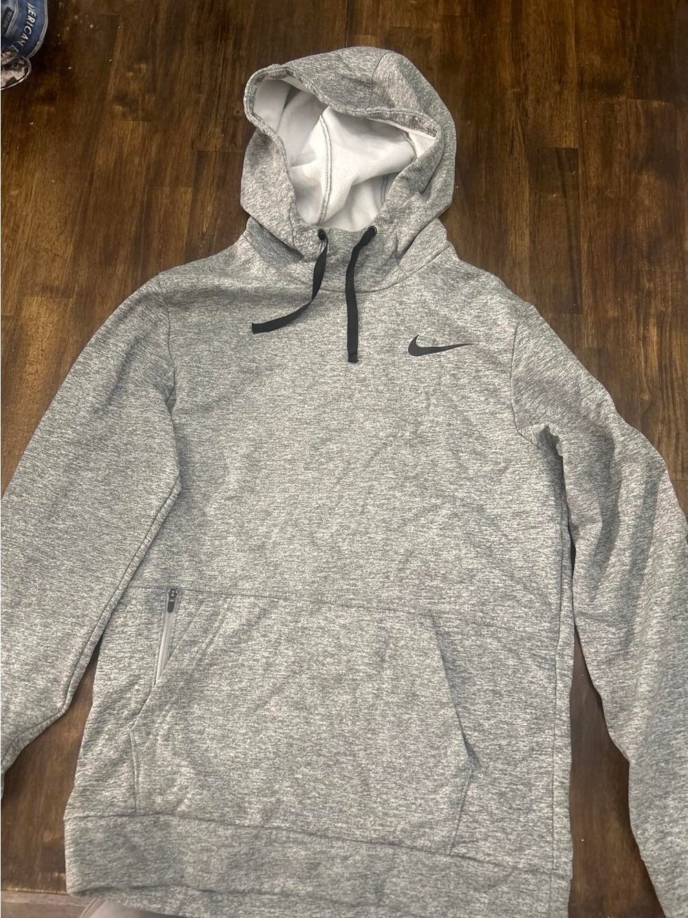 Nike Heather Gray Men's Pullover Hoodie with Black Swoosh